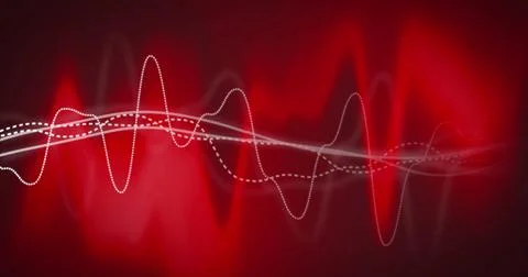 White data wave over glowing red energy on black background Stock Photos