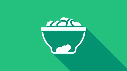 White Date fruit in bowl icon isolated on green background. 4K Video motion Stock Footage 156373147