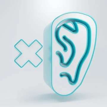 White Deafness icon isolated on grey background. Deaf symbol. Hearing impai.. Stock Illustration