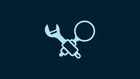 White Debugging icon isolated on blue background. Debugging tool. Magnifying Stock Footage 229564109