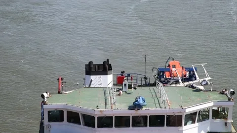 White deck of industrial cargo ship Stock Footage 195932802