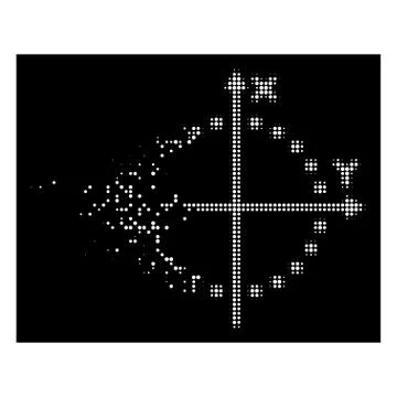 White Decomposed Dot Halftone Circle Plot Icon Stock Illustration