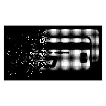 White Decomposed Dot Halftone Dash Bank Cards Icon Stock Illustration