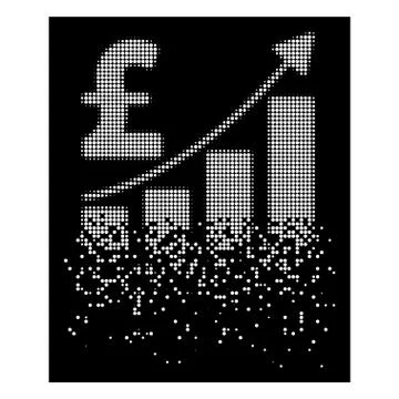 White Decomposed Dot Halftone Pound Sales Growth Chart Icon Stock Illustration