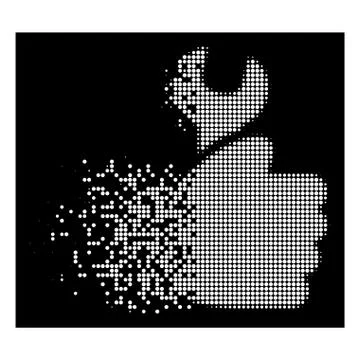 White Decomposed Dot Halftone Service Hand Icon Stock Illustration