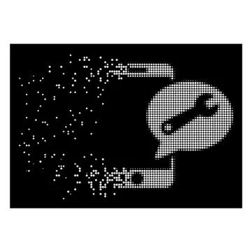 White Decomposed Dotted Halftone Phone Service SMS Icon Illustrazione stock