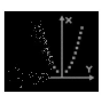 White Decomposed Pixelated Halftone Parabole Plot Icon Stock Illustration