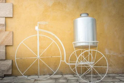 White decor bicycle Stock Photos