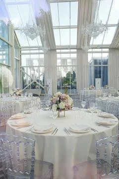 White Decorated Wedding Table Stock Photos
