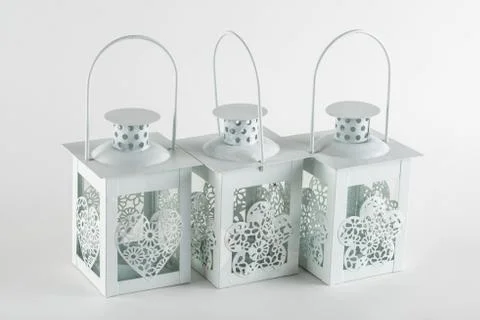 White decorative lanterns Stock Photos