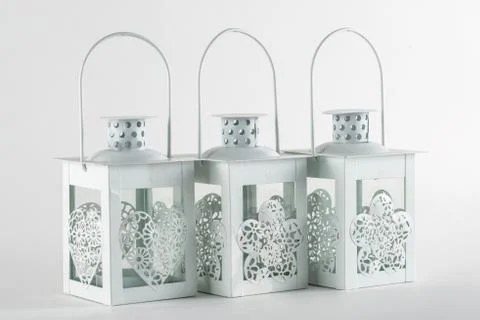 White decorative lanterns Stock Photos