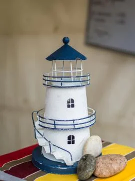 White decorative lighthouse Stock Photos