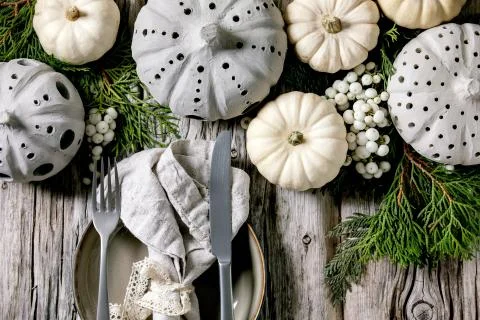 White decorative pumpkins Stock Photos