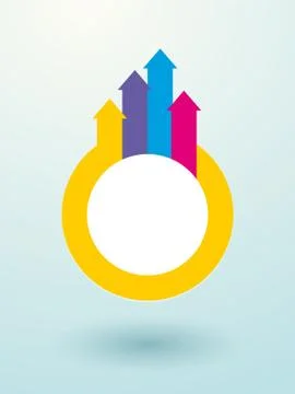 White decorative ring with colored arrows and yellow outline Stock-Illustration