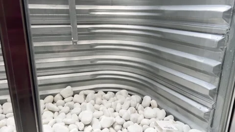 White Decorative Rocks Inside Basement Window Well Stock Footage 316956562