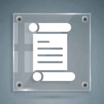 White Decree, paper, parchment, scroll icon icon isolated on grey background Illustrazione stock