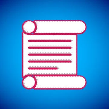 White Decree, paper, parchment, scroll icon icon isolated on blue background Stock Illustration
