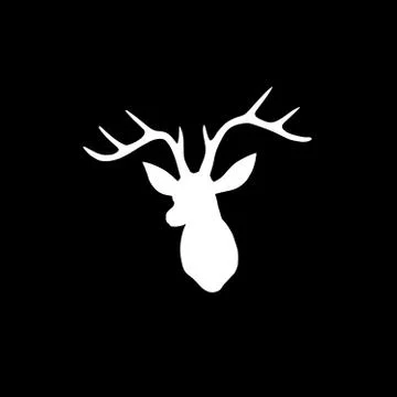 White deer head on dark background Stock Illustration