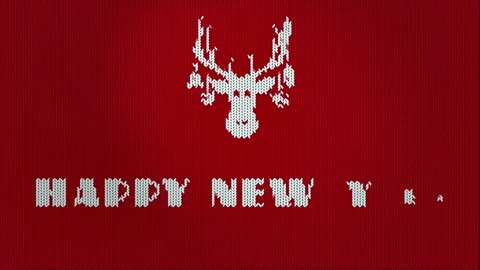 A white deer on a red background is an ugly sweater. Scandinavian ornament. A sy Stock Footage 161352674