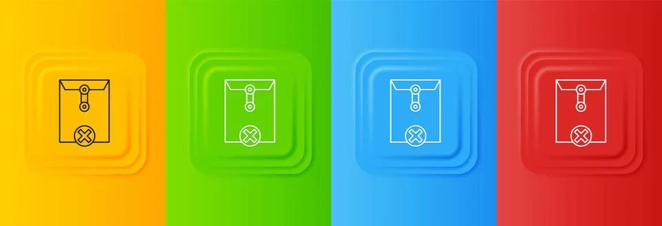 White Delete envelope icon isolated on colorful background. Delete or error.. Stock Illustration