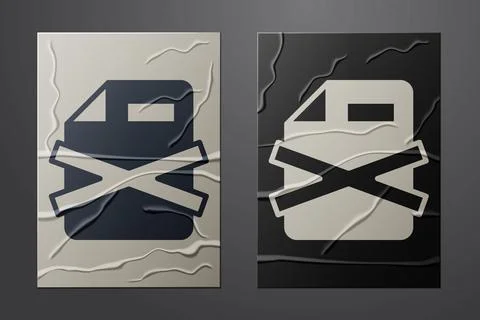 White Delete file document icon isolated on crumpled paper background. Rejected Illustrazione stock