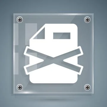 White Delete file document icon isolated on grey background. Rejected document イラスト素材