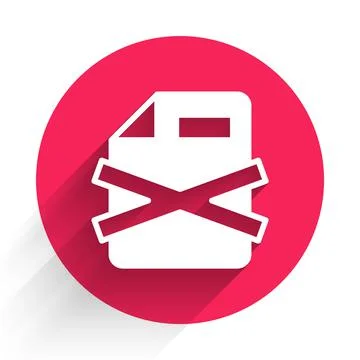 White Delete file document icon isolated with long shadow background. Rejecte Stock Illustration