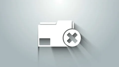 White Delete folder icon isolated on grey background. Delete or error folder Stock Footage 145859707