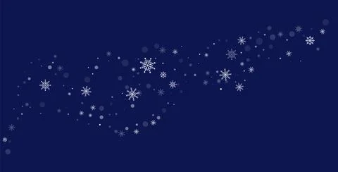 White delicate openwork snowflakes are scattered on a blue background. Festiv Stock Illustration