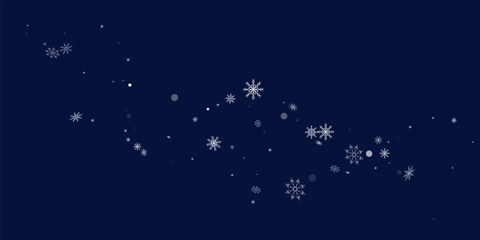 White delicate openwork snowflakes are scattered on a blue background. Festiv Stock Illustration