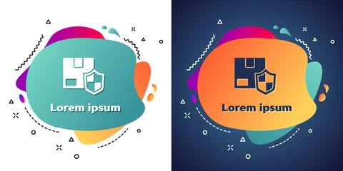 White Delivery security with shield icon isolated on white and blue background Stockillustratie