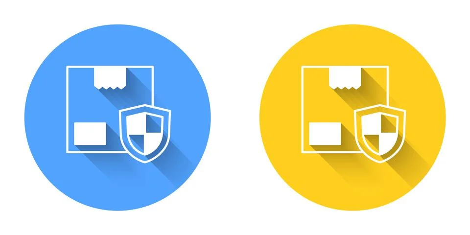 White Delivery security with shield icon isolated with long shadow background Stock Illustration