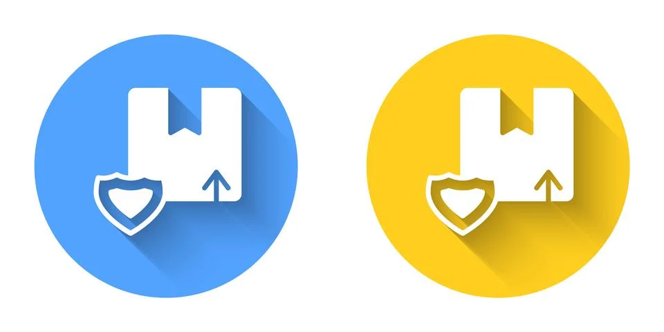 White Delivery security with shield icon isolated with long shadow background Stock Illustration