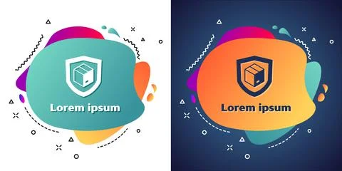 White Delivery security with shield icon isolated on white and blue background Stock Illustration