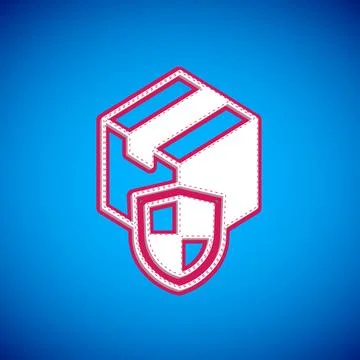 White Delivery security with shield icon isolated on blue background. Delivery Stock Illustration