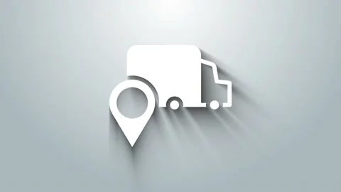 White Delivery tracking icon isolated on grey background. Parcel tracking. 4K Stock Footage 156382361