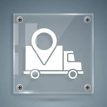 White Delivery tracking icon isolated on grey background. Parcel tracking Stock Illustration