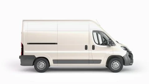 White Delivery Van Icon 3d render on white Stock Illustration