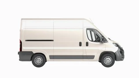 White Delivery Van Icon 3d render on white no shadow Stock Illustration