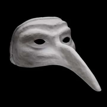White dell'arte mask isolated on black background Stock Photos