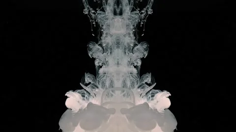 A white demonic cloud of ink spreads in deep outer space Video stock 317592763