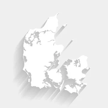 White Denmark map on gray background, vector Stock Illustration