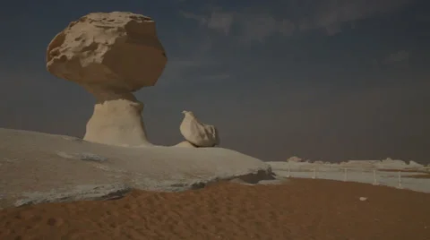 White Desert formations, Egypt - Mushroom, panoramic Stock Footage 36062625