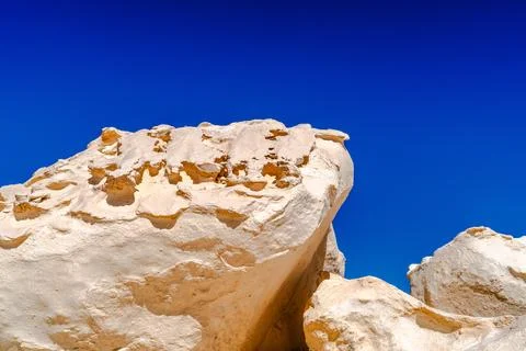 White Desert limestone block close up in Giza, Egypt Stock Photos