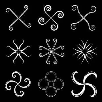 White design elements against black white design elements against black ba... Stock Photos