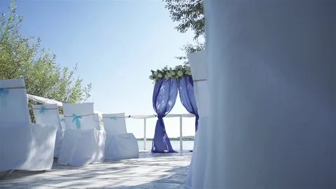 White design wedding ceremony. A bright Sunny day. Stock Footage 76125828