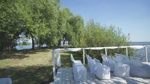 White design wedding ceremony. A bright Sunny day. Stock Footage 76125872