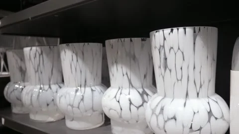 White designer vases on a store shelf Stock-Footage 265276006