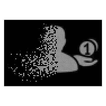 White Destructed Dot Halftone Panhandler Icon Stock Illustration