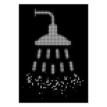 White Destructed Dotted Halftone Shower Icon Stock Illustration
